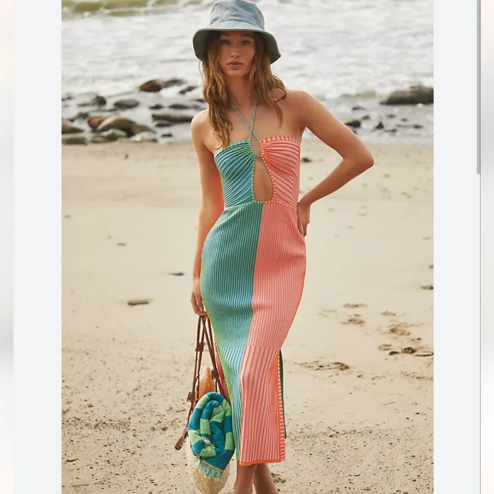 SOLID & STRIPED LISA DRESS SIZE L